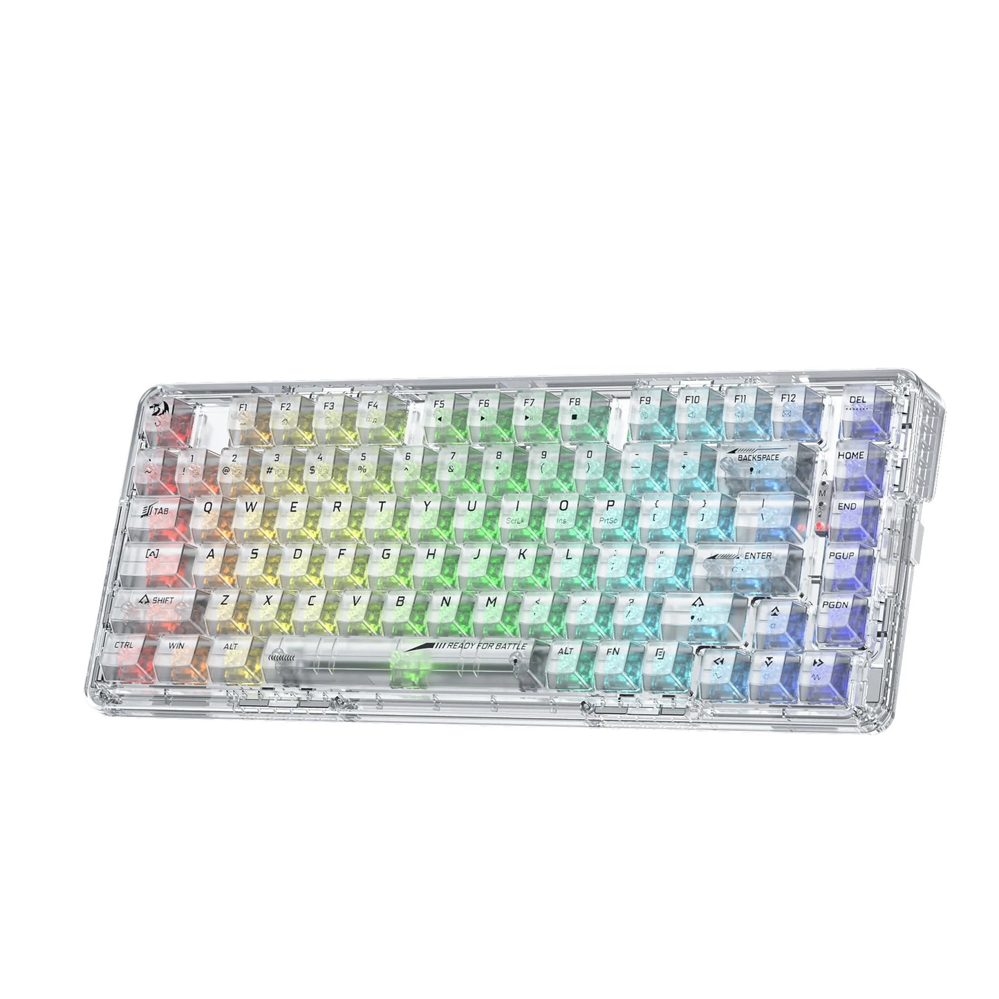 Teclado Gamer RGB sem fio Redragon K649 PRO com gaxeta 78%, 3 modos, 82 teclas, totalmente transparente, hot-swap, teclado mecânico compacto