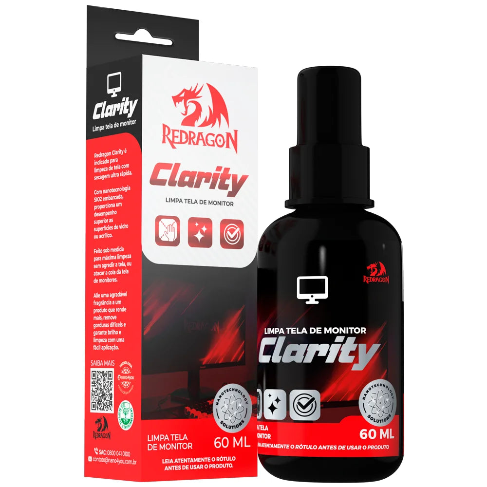 Solução Redragon Clarity-Nano para limpeza de telas e monitores