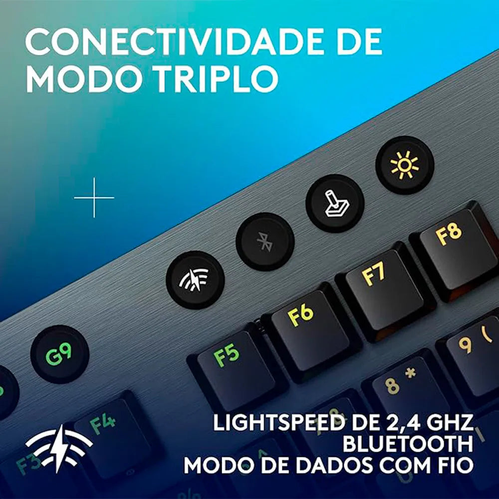 Teclado Mecânico Gamer Logitech G915 X LightSpeed Preto sem fio