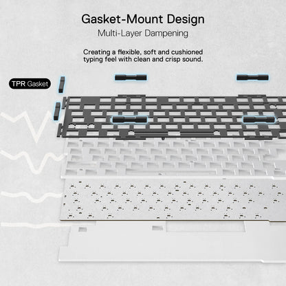 Teclado Gamer RGB sem fio Redragon K649 PRO com gaxeta 78%, 3 modos, 82 teclas, totalmente transparente, hot-swap, teclado mecânico compacto