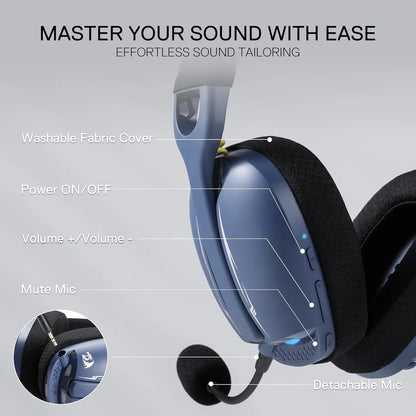 Headset Gamer Redragon H878, 2,4 GHz sem fio, Azul